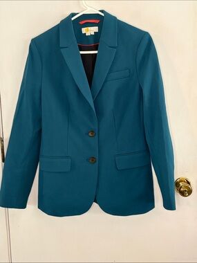 Boden Smyth peacock blue ponte two button lined blazer Size 8